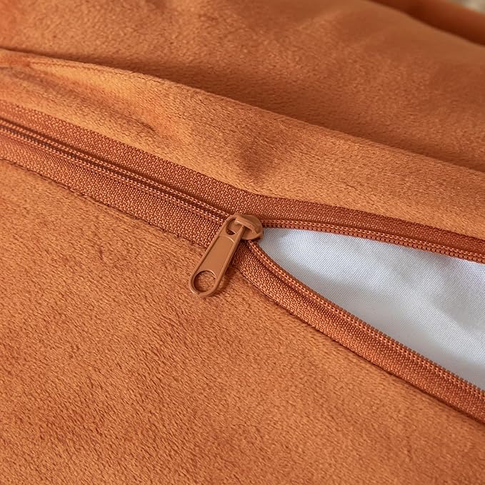 Yaertun Pack of 2 Chenille Textured Decorative Throw Pillow Covers Accent Solid Cushion Cover Soft Cozy Pillow Case with Velvet Back for Couch Sofa Bed Living Room 12x20 Inch Burnt Brick