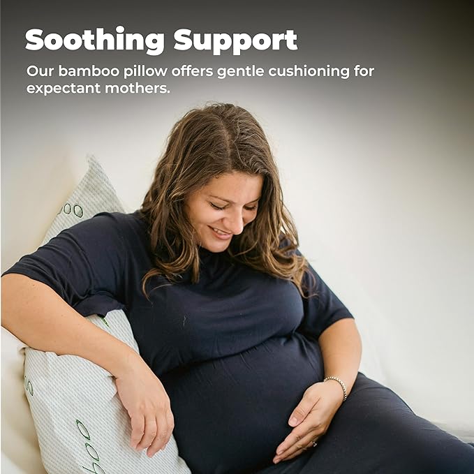 OMEO 2 Pack Standard Size Rayon Derived from Bamboo Pillow for Sleeping Shredded Memory Foam Bed Pillows for Side, Back and Stomach Sleepers, Soft, Cooling, Adjustable and Washable Cover 20" x 26"