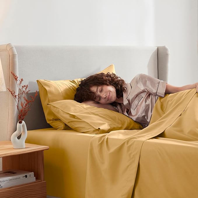 Nestl Queen Sheet Set - Luxury 1800 Ultra-Soft Microfiber Bed Sheets - Double Brushed - Deep Pockets - Easy Fit - 4 Piece Set - Bedding Sheets & Pillowcases (Queen, Camel Gold)