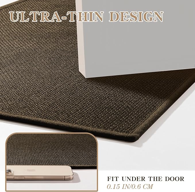 chakme Bathroom Rugs Mat 59x17, Ultra Thin Non Slip Bath Rug Runner Quick Dry Absorbent Bath Mat for Bathroom, (Brown, 59"x17")
