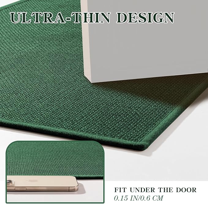 chakme Bathroom Rugs Mat 32x17, Ultra Thin Non Slip Bath Mat Quick Dry Absorbent Bath Mat for Bathroom Floor, (Green, 32"x17")