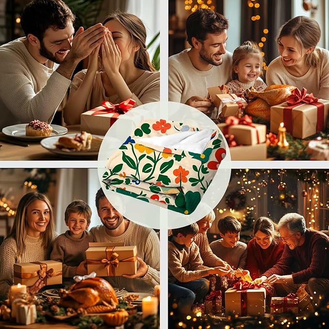 Floral Throw Blanket for Adults, St. Patrick's Day Gift for Women and Men, Lightweight Soft Flower Fleece for Couch, Bed and Travel, 50x60 Inches