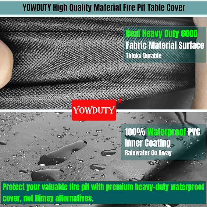 YOWDUTY Round Fire Pit Cover for Solo Stove Yukon 27 Inch, Waterproof Heavy Duty 600D Material Fire Pit Cover for 27" Solo Stove Yukon Series Firepit,Round 28" D x 18" H
