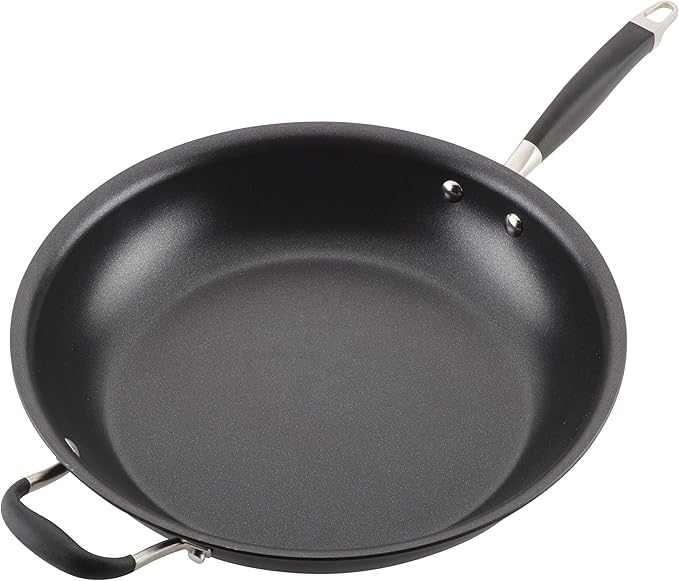 Anolon Advanced Home Hard Anodized Nonstick Frying Pan, 14.5 Inch – Large Skillet with Helper Handle, 14 Inch Nonstick Frying Pan, Durable Cookware - Onyx
