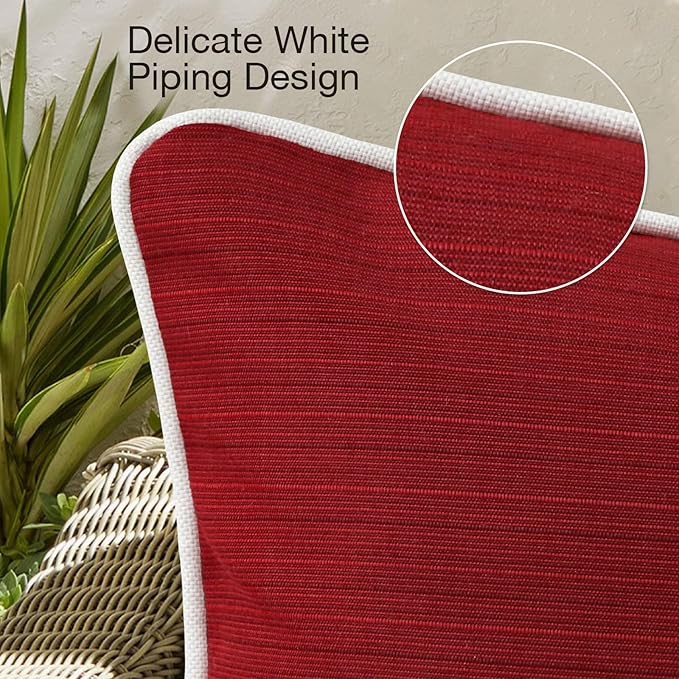 Decorative Outdoor Water Repellent Throw Pillows with Inserts, Set of 4, 20" x12" Pillows for Patio, Backyard, Bed, Couch, and Patio Furniture, Red