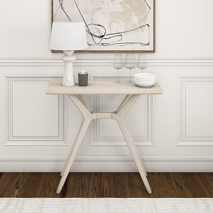 Plank+Beam Verso Console Table, 36 Inch Solid Wood Modern Sofa Table, Narrow Entryway Table for Hallway, Behind The Couch, Living Room, Foyer, Coastal White