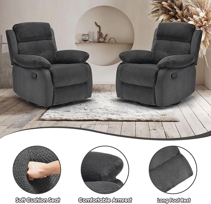 Small Rocker Swivel Recliner Chair for Adults Women for Small Spaces, Bedroom, Living Room