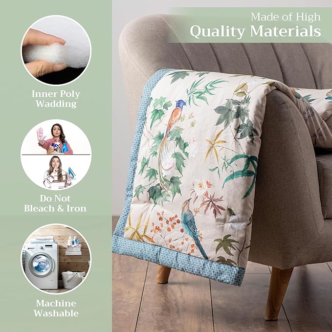 Maison d' Hermine Throw Blanket for Couch Lightweight Soft Warm Breathable Cotton Throw Blankets for Bed Girls Boys Women Men Gifts Sofa Travel Living Room Chair Bedding (50"x60", Hokuzai)