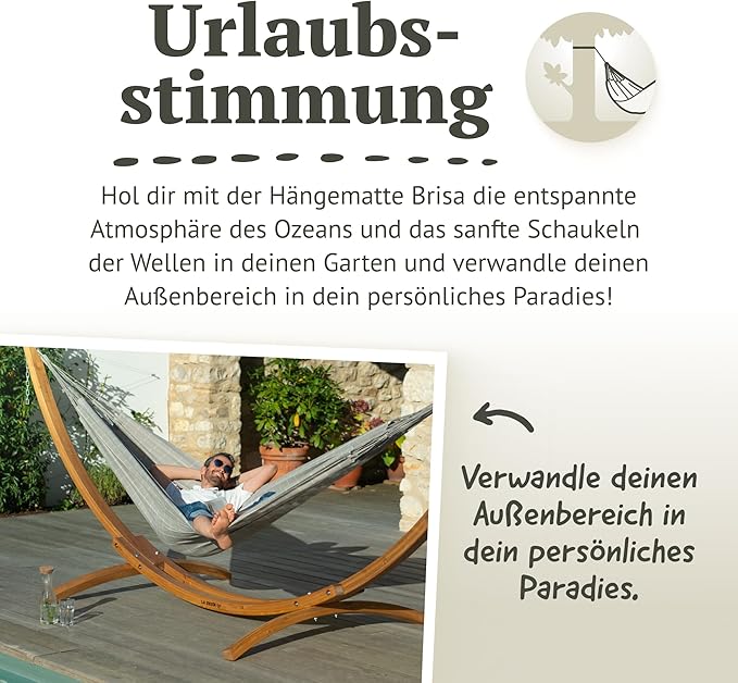 LA Siesta Brisa Classic Hammock, Handmade, Weather-Resistant, Tear-Resistant Hammock for Indoor & Outdoor Relaxation, Size-King - Almond