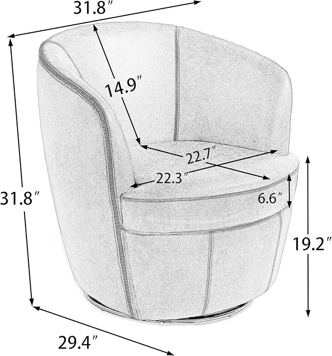 Swivel Barrel Chair, Modern Round PU Leather Accent Armchair for Living Room, Bedroom, Comfy Club Reading Chairs for Adults (Leather Chocolate, Set of 2)