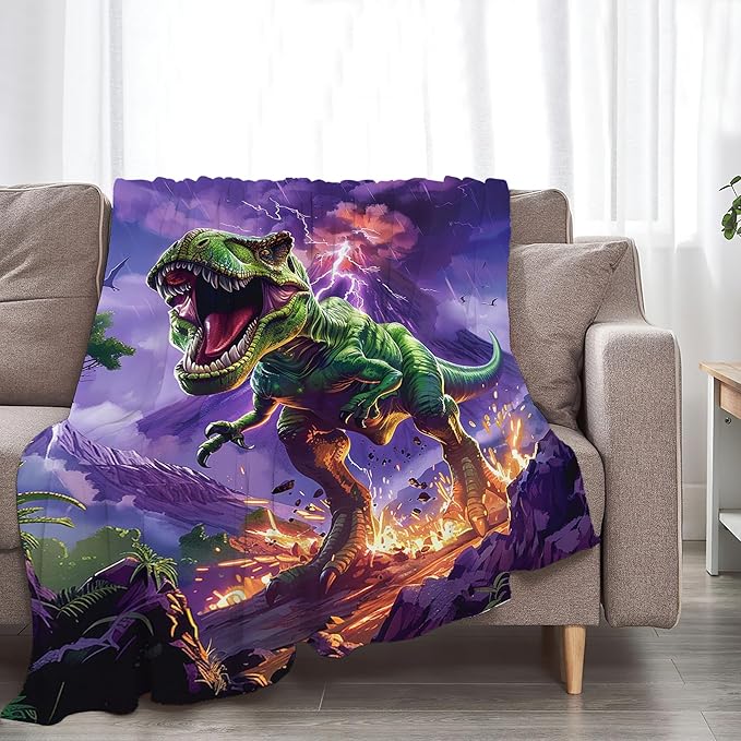 Dinosaur Blanket T-Rex Throw Blanket Dinosaur Gifts and Decor Funny Dinosaur Blanket for Boys Girls Women Men Kids Adults Soft Warm Cozy Fleece Blanket for Couch Sofa Bed 50"x40"