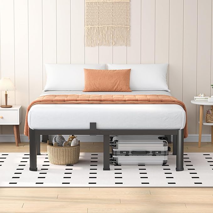 12 Inch Queen Heavy Duty 3500 lbs Bed Frame with Round-Corner Legs & Anti-Squeak Design – Quick Assembly Metal Platform, No Box Spring Needed