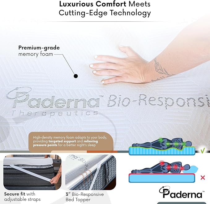 3" Celliant-Infused Memory Foam Mattress Topper – Comfort for California King Mattresses – Promotes Better Sleep & Circulation