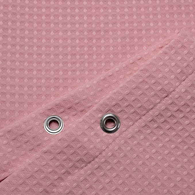 Barossa Design Waffle Weave Shower Curtain Hotel Luxury Spa, 230 GSM Heavy Duty Fabric, Water Repellent, Pale Mauve, 71"x72"