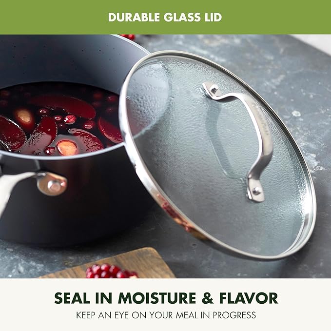 GreenPan Valencia Pro Hard Anodized Healthy Ceramic Nonstick 2QT Saucepan Pot with Lid, PFAS-Free, Induction, Dishwasher Safe, Oven Safe, Gray