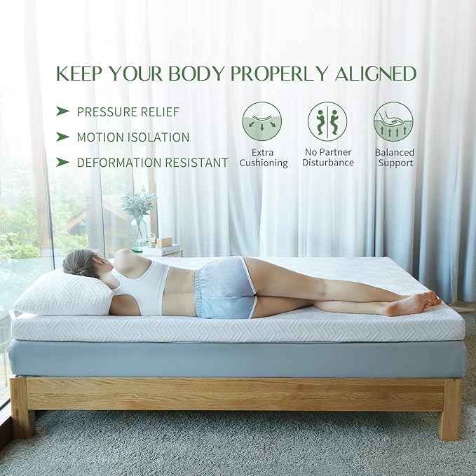 Novilla 3 Inch Foam Mattress Topper Twin, Medium Firm Memory Foam Mattress Topper, Gel Infused for Motion Isolation & Pressure Relieving, with Breathable Cover, Twin Size