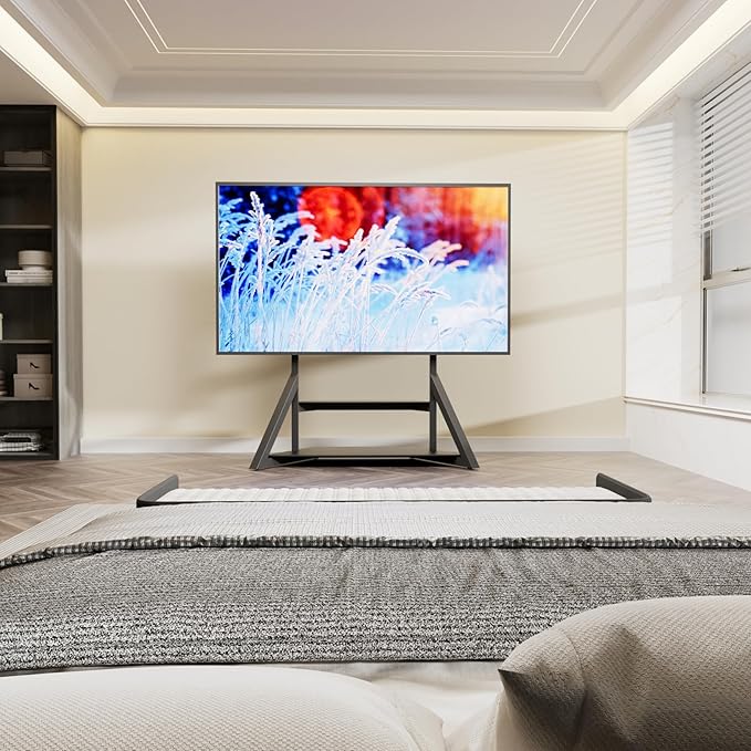 unho Large Mobile TV Floor Stand with Wheels for 65 75 85 86 90 100 inch TVs, Heavy Duty Rolling TV Mount Cart with Television Stands for Living Room Entertainment Max VESA 800x600mm, Up to 220 lbs