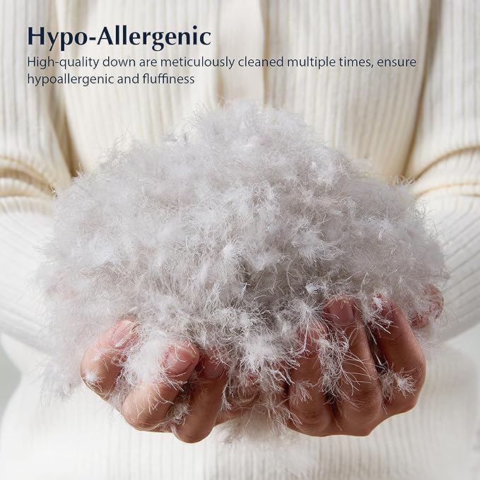 Pacific Coast Down Pillow, Luxury Hotel Collection Bed Pillow for Sleeping with Organic Cotton Shell, Suit for Back and Stomach Sleepers, Queen Size