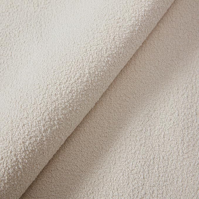 54" Tall Headboard Bed Frame with Boucle Upholstery, High Wingback Platform Bed, Sturdy Metal Foundation and Solid Wood Feet (Ivory, Queen (U.S. Standard))