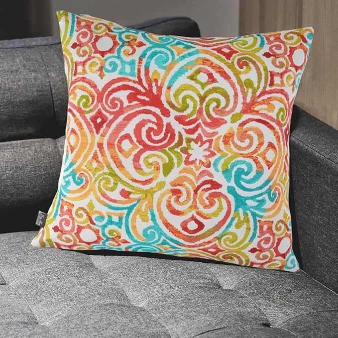 FUNHOME Outdoor Pillow Covers ONLY, No Insert! Pack of 2 Square Throw Pillow Covers, Decorative Water-Repellent Modern Cushion Cases for Sofa Patio Couch Decoration 18 x 18 Inch-Corinthian Dapple