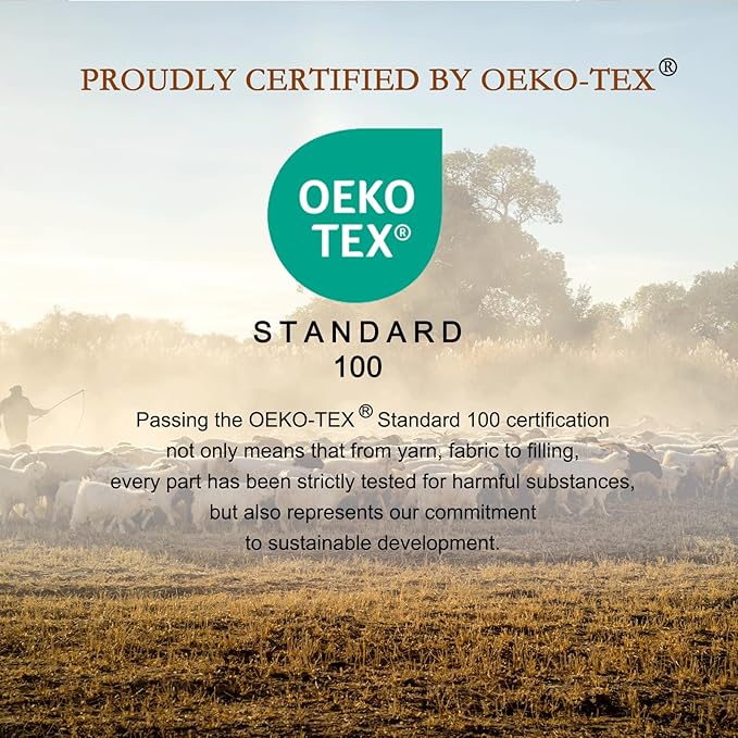 YOUR MOON Standard Size Organic Wool Pillow, Soft Support Bed Pillows for Sleeping, Natural Wool Filling, Luxury Down Alternative Pillow for Side & Back Sleepers, 100% Cotton Cover (Beige)