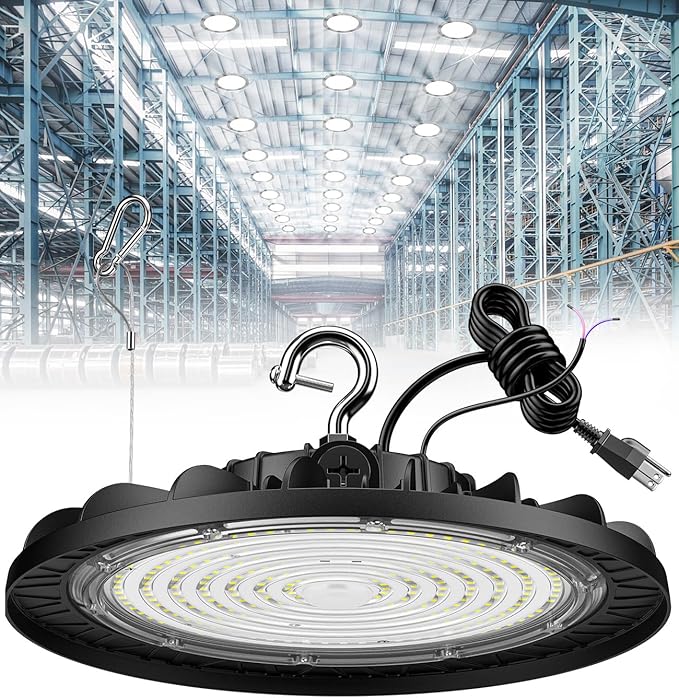 UFO LED High Bay Lights 150W 22500LM, 5000K 0-10V Dimmable High Bay Led Shop Lights AC100-277V with 5' Cable Plug, ETL Listed High Bay Light for Warehouse Garage Factory Gym Workshop Barn