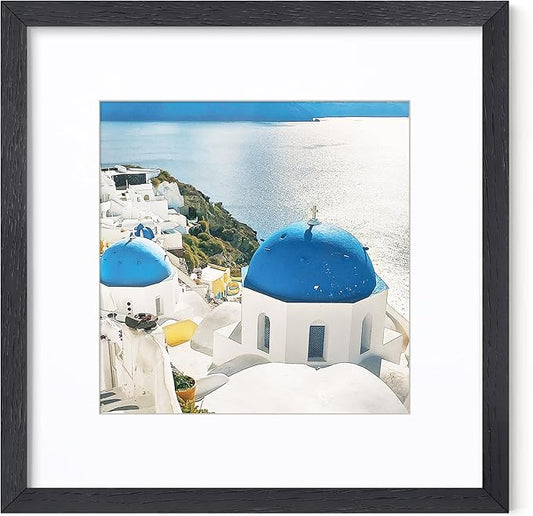 Axeman 12x12 Picture Frame with Mat for 8x8, Solid Oak Wood Square Picture Frame with Tempered Glass, Natural Wooden 12x12 inch Photo Frame for Wall Home Decor Art Photo and Prints, Black