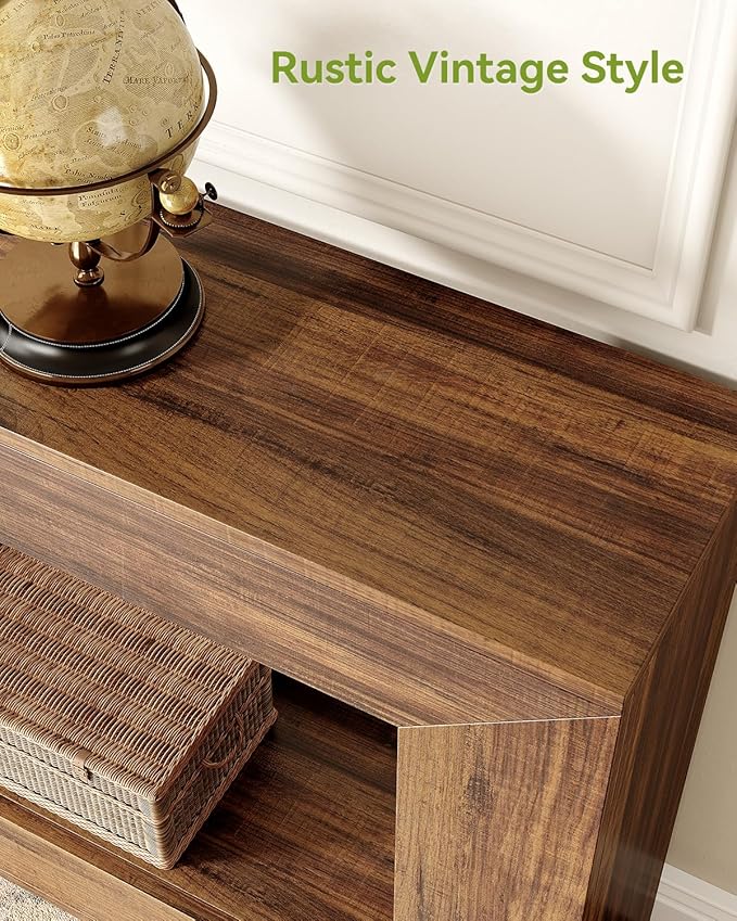 LITTLE TREE 47 Inches Console Table, Sofa Table with Storage, Modern Entryway Table for Hallway, Narrow Long Sofa Entryway Table for Living Room, Brown