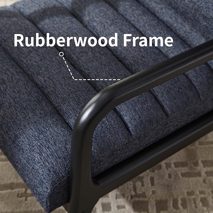 VKNOW Accent Chairs with Rubberwood Frame Accent Chairs Set of 2, Mid-Century Modern Upholstered Reading Armchair, High Back Lounge Armchair Living Room Chair for Bedroom Reading Room, Dark Blue
