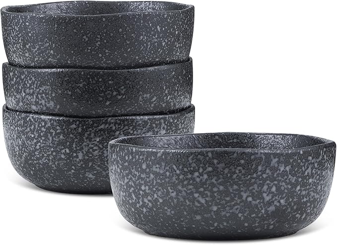 Stone Lain Stoneware Dish Set, 4 Bowls, Tom - Black and White