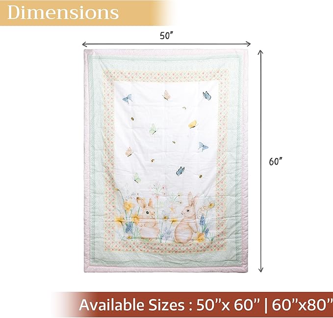 Maison d' Hermine Throw Blanket Lightweight and Breathable Cotton Easter Throw Blanket for Couch Bed Sofa Girls Boys Women Men Gifts Travel Living Room Bedding (60"x80", Easter Dew)