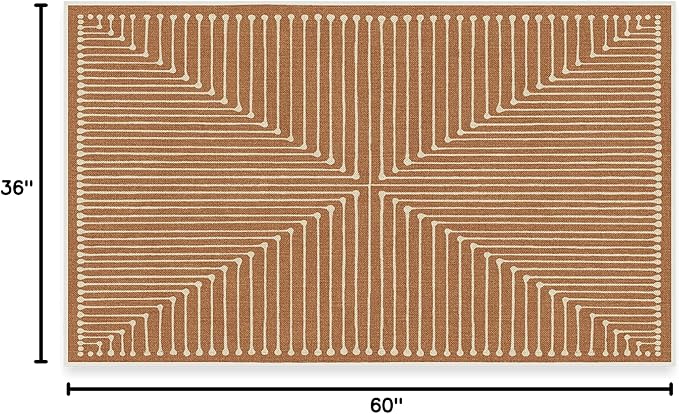 RUGGABLE x Jonathan Adler Washable Modern Area Rug – Inkdrop Copper 3x5, Stain-Resistant, Non-Slip – Small Machine Washable Rugs for Living Room, Bedroom, Hallway, Entryway & Office–with Standard Pad