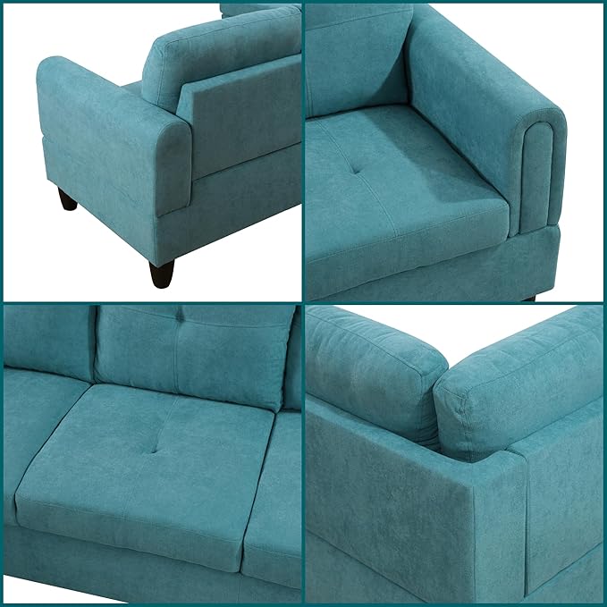 L Shaped Couch, Modular Sectional Sofa with Chaise, Modern Modular Sofas Furniture Sofa Couches for Living Room/Apartment/Office/Bedroom, Teal Blue