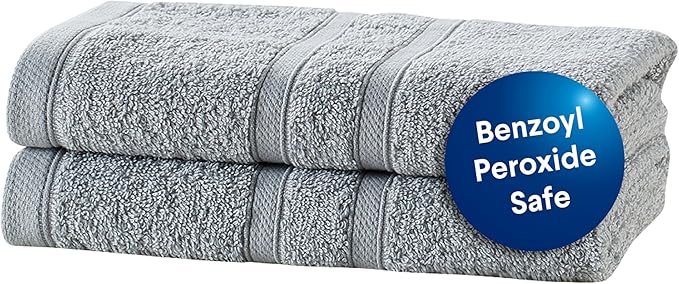 CLOROX Bleach Friendly Towels, Quick Dry, 100% Cotton Hand Towels (16" x 26"), Highly Absorbent Soft Lightweight, Ideal for Everyday Use, Easy to Wash (2 Pack, Light Grey)