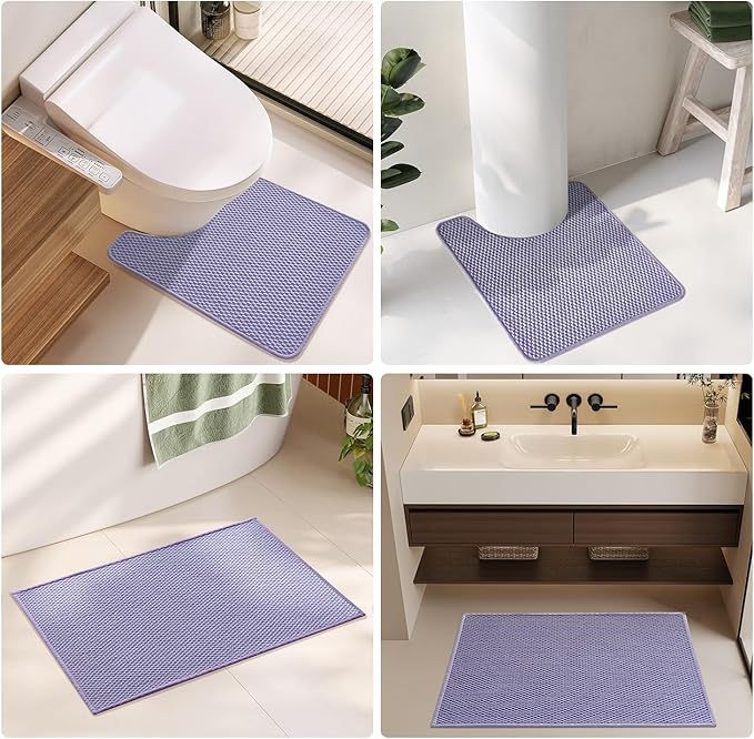 Bathroom Rugs Non Slip Washable, Super Absorbent Thin Bath Mat Quick Dry Low Pile Bathroom Rug, Lavender 24"x36"