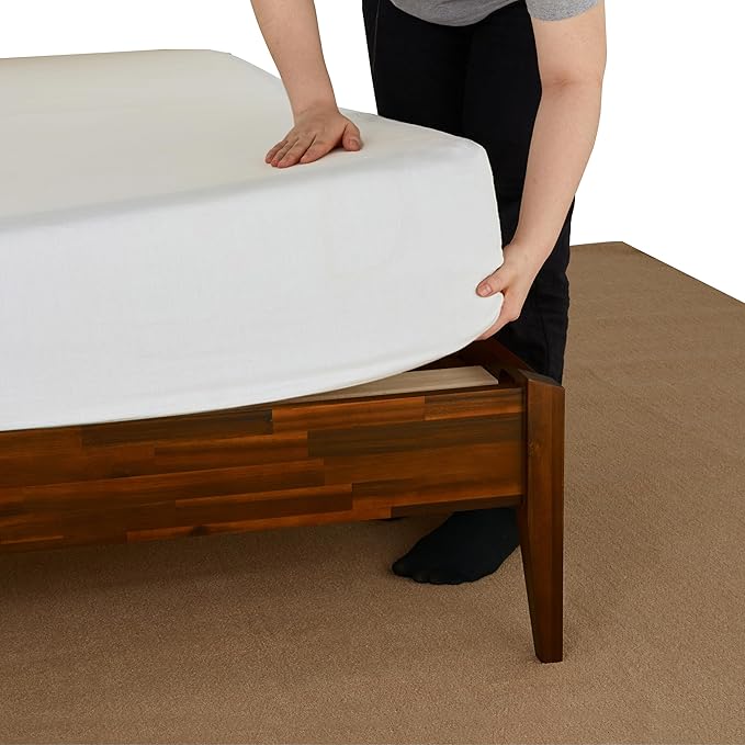 Bme Dinkee 15 Inch Signature Bed Frame Without Headboard - Modern & Minimalist Style with Acacia Wood - 12 Strong Wood Slat Support - Easy Assembly - No Box Spring Neededd - Dark Chocolate, Full