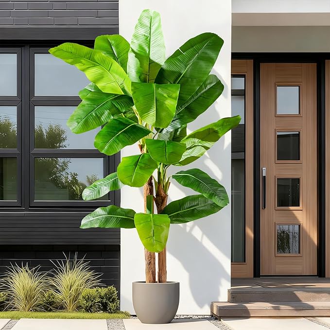 Tall Artificial Banana Tree Big Faux Tropical Bananas Trees Indoor Outdoor Realistic Floor Plant Large Fake Plants for House Home Living Room Office Front Porch Decor Outside Patio para decoracion