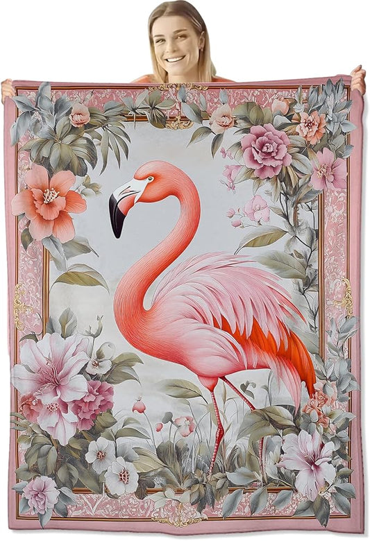 Flamingo Blanket for Kids Adults, Flamingo Gifts Flannel Throw Blanket, Flamingo Decor Lightweight Warm Soft for Sofa Couch Bed Living Room Office 40" x 50"