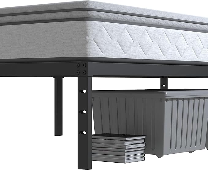 12 Inch Cal King Bed Frame No Box Spring Needed, Heavy Duty California King Metal Platform Support Up to 3000 lbs with Steel Slat, Easy Assembly, Noise Free, Black