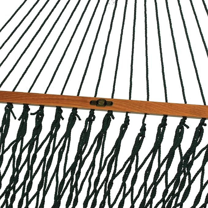 Original Pawleys Island 12DCG Single Green DURACORD Rope Hammock with Free Extension Chains & Tree Hooks, Handcrafted in The USA, Accommodates 1 Person, 450 LB Weight Capacity, 12 ft. x 50 in.