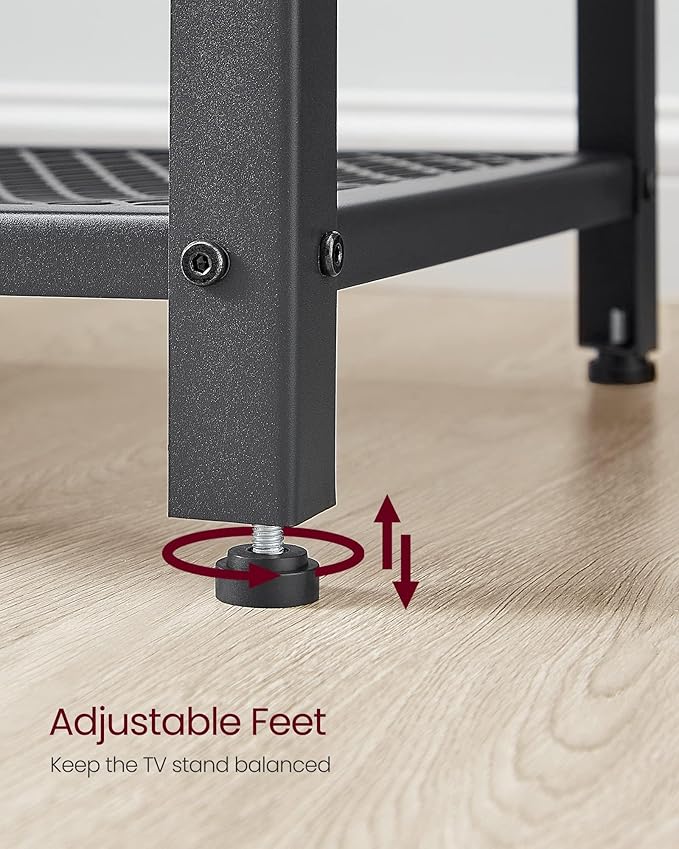 VASAGLE TV Stand for 65 Inches TVs, Industrial Entertainment Center, Modern TV Console with Open Storage Shelves for Living Room, Bedroom, Black ULTV105B22