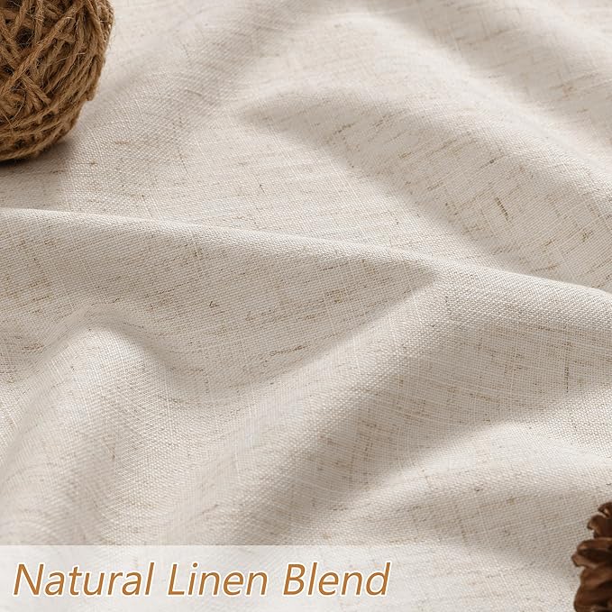 Guken Beige Cream Linen Blackout Curtains 80 Inch Length 2 Panels Set for Living Room Bedroom Back Tab Thermal Insulated 100% Black Out Linen Drapes Room Darkening Window Curtains 80 Inches Long