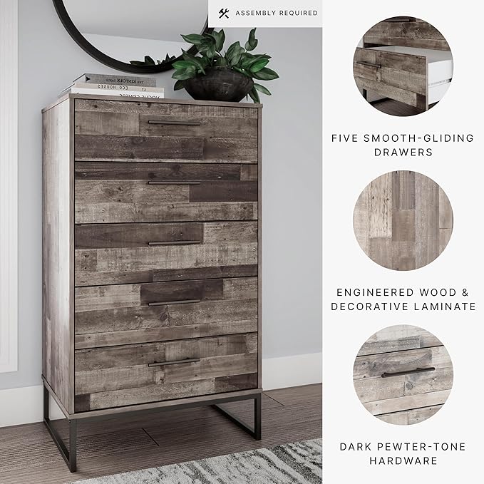 Signature Design by Ashley Neilsville 5 Drawer Chest, Light Brown