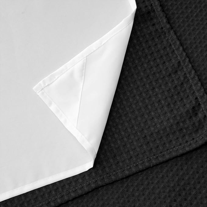 River Dream Stall Heavyweight No Hooks Required Dotted Waffle Weave Shower Curtain with Snap in Liner - 36W x 74H,Hotel Grade,Spa Like Bath Curtain,Graphite Black