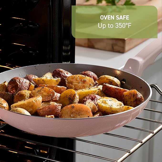 T-Fal Refresh Ceramic Nonstick Frying Pan with Lid, 5 Qt, Oven Safe to 350°F Cookware, Skillet Pots and Pans, Mint Green