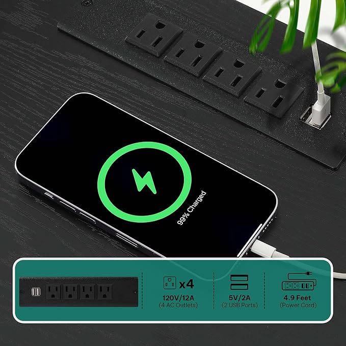 YITAHOME TV Stand for up to 70-inch TVs, Modern Black TV Stands for Living Room w/Power Outlets,LED Entertainment Center with Storage, TV Media Console Cabinet, Black