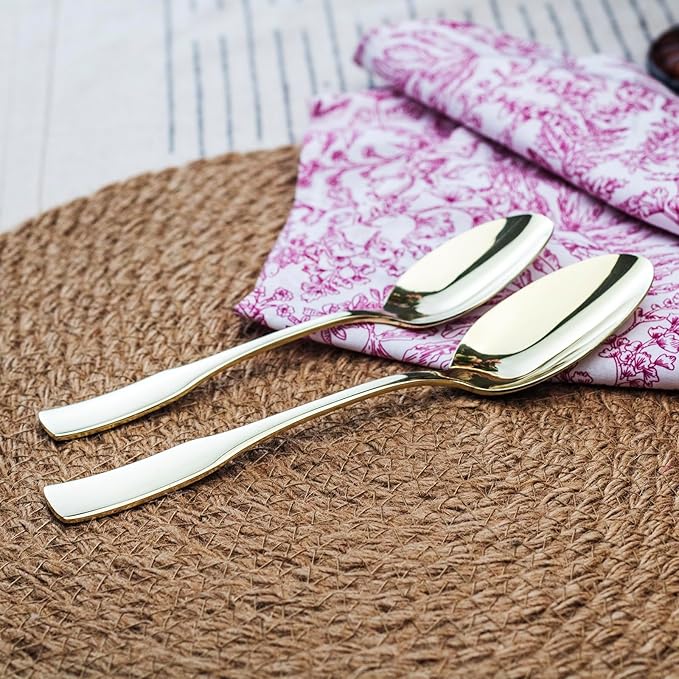 Alata Kate Champagne Gold Mirror 40-Piece Silverware Set,Service for 8,Stainless Steel Flatware Set,Mirror Cutlery Set,Dishwasher Safe