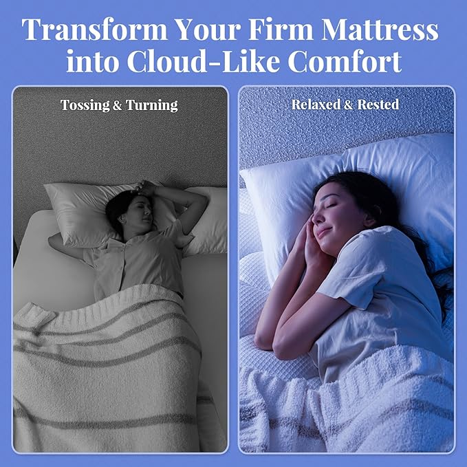 OhGeni Cooling 4 inch Dual Layer Twin Mattress Topper, 2 inch Gel Memory Foam, 2 inch Down Alternative Pillow Top Pad, Mattresses Cover for Bed, Medium Support, Fits 6”-19” Deep Pocket