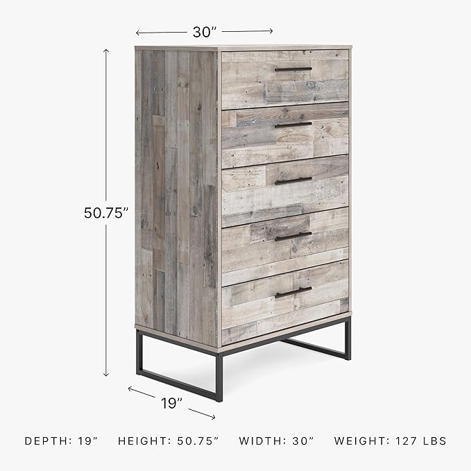 Signature Design by Ashley Neilsville 5 Drawer Chest, Light Brown