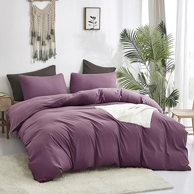 Luxlovery Purple Comforter Set Twin Women Girls Pale Mauve Bedding Comforter Set Solid Lilac Soft Breathable Pale Mauve Blanket Quilts 3 Piece Modern Bedding Set for Women Men Adults Twin Bed